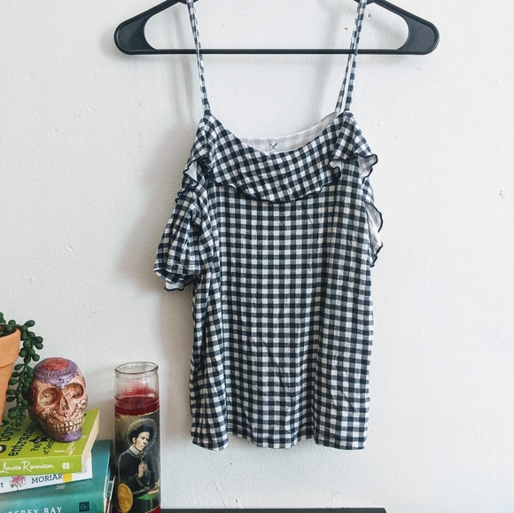 Gingham Ruffled Off Shoulder Top - Picture 2 of 5